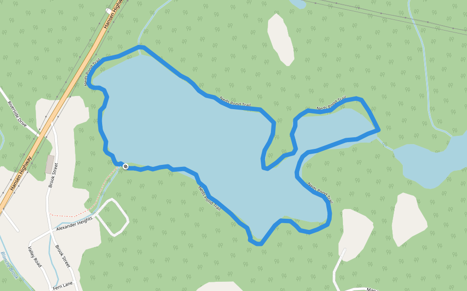 Neds Pond Trail walking route map in Stephenville