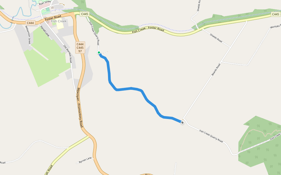 Fish Creek Quarry Road walking route map in Fish Creek