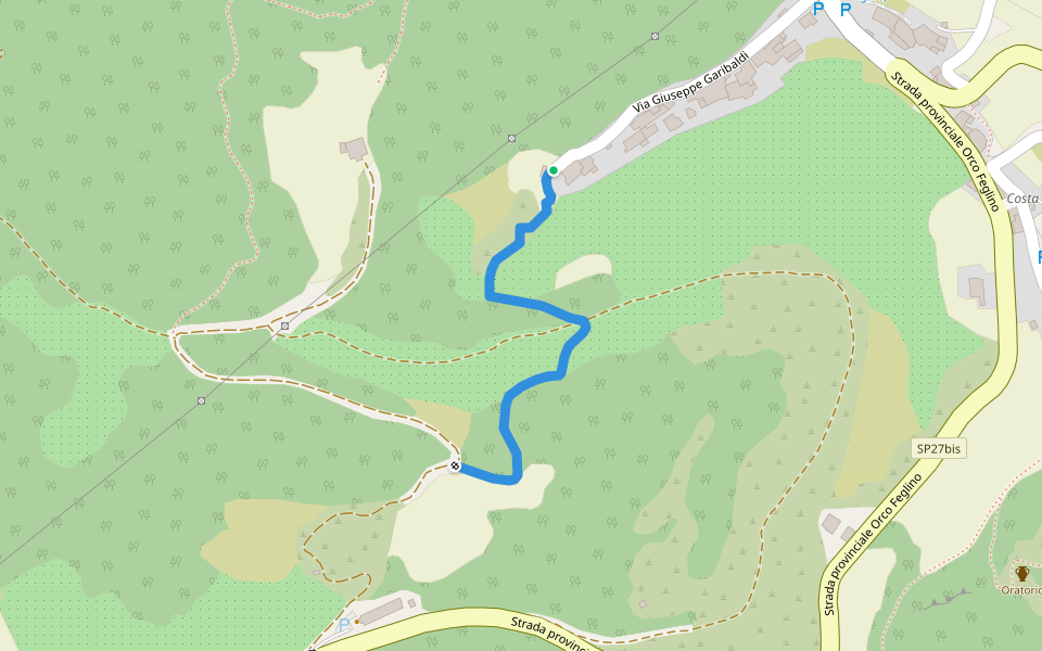 costa - prov. x orco walking route map in Costa-villa