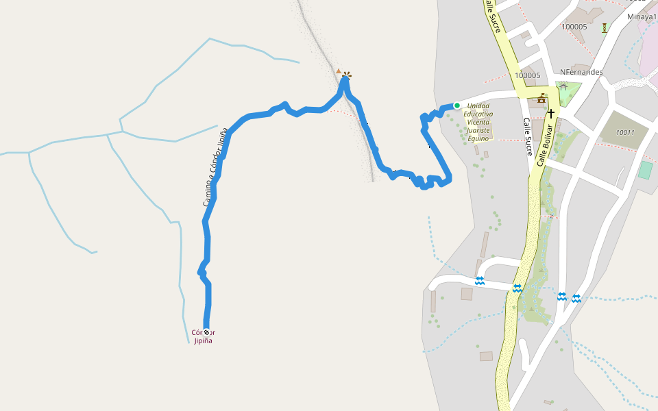 Camino a Cóndor Jipiña walking route map in Coro Coro