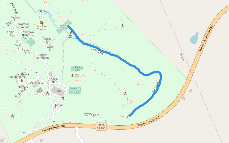 Sun Trails walking route map in Fairview