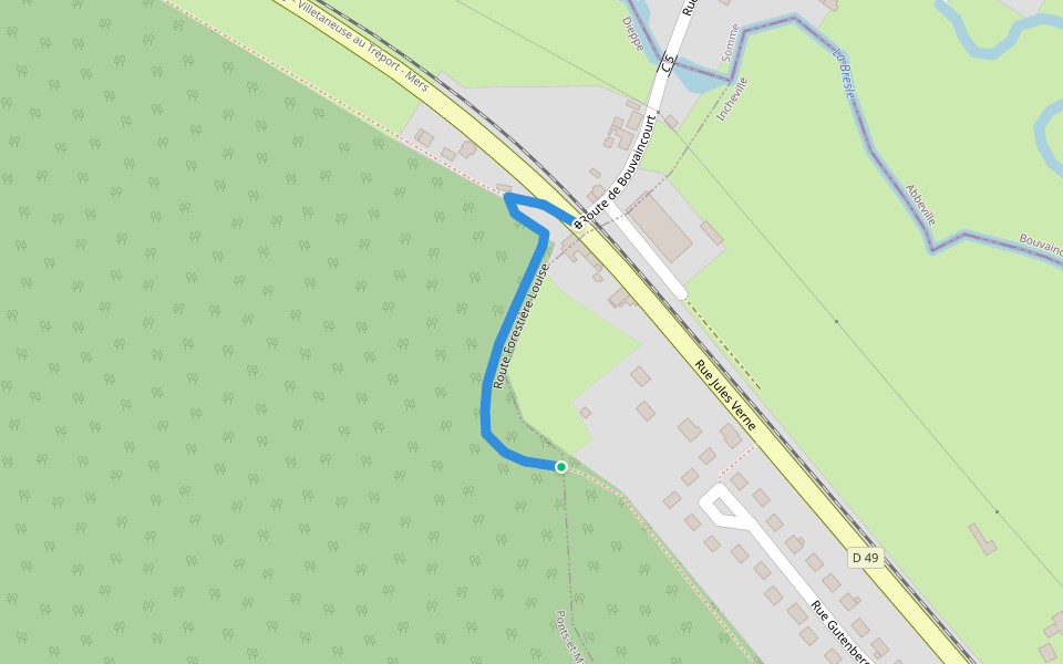 Route Forestière Louise walking route map in Incheville