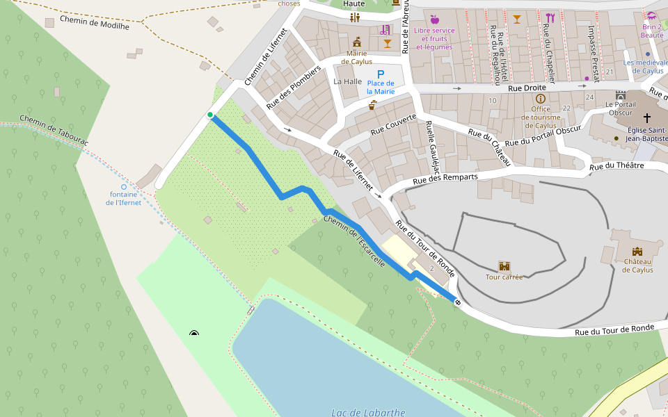 Chemin de l'Escarcelle walking route map in Caylus