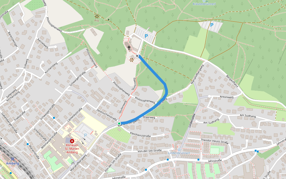 Stationsweg walking route map in Amberg