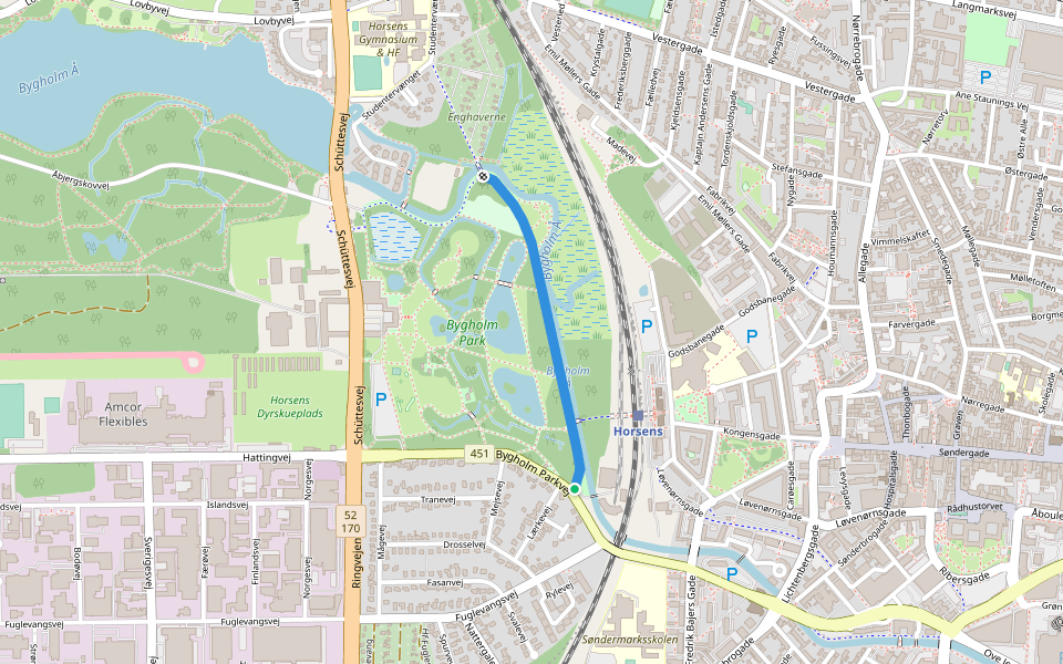 Peblingstien walking route map in Horsens