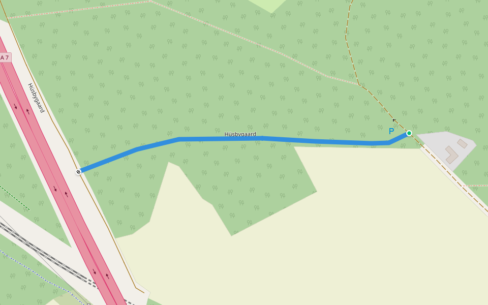 Hüsbygaard walking route map in Hüsby