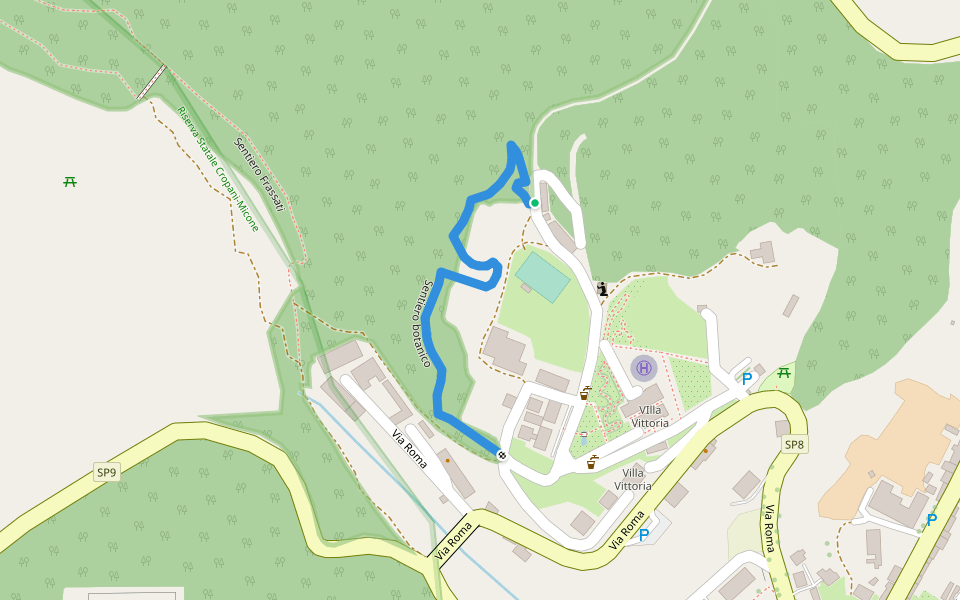 Sentiero botanico walking route map in Mongiana