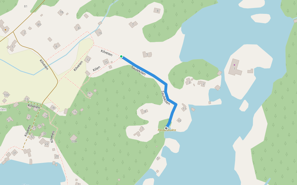 Saulekilen walking route map in Vestre Sandøya