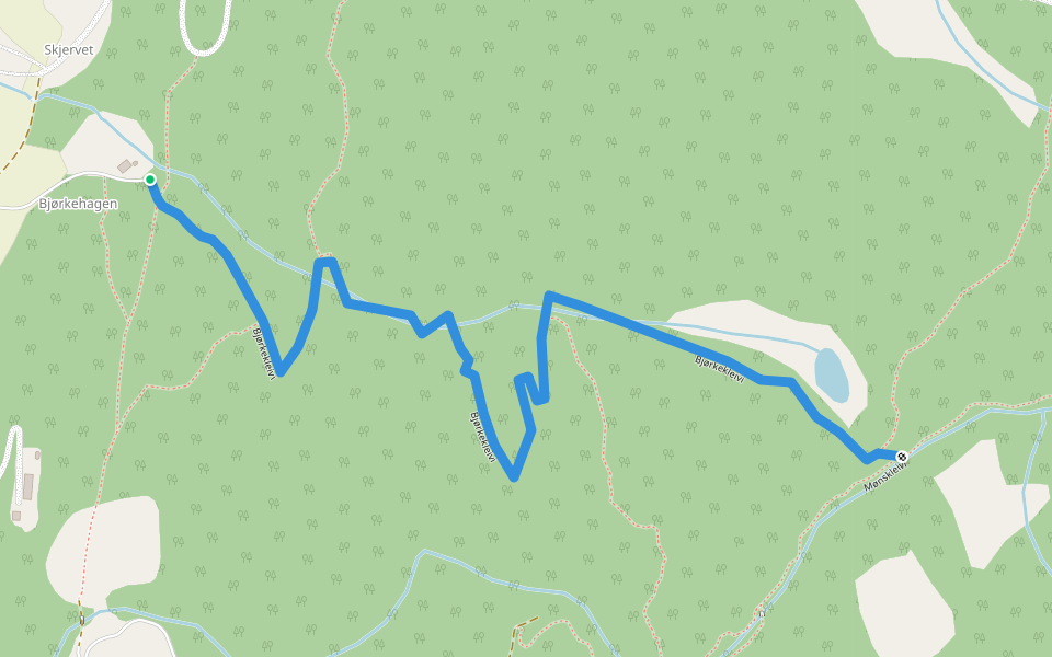 Bjørkekleivi walking route map in Tjukkebygdi