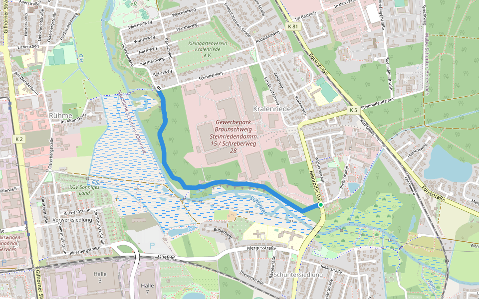Schunter-Entdeckertour walking route map in Braunschweig