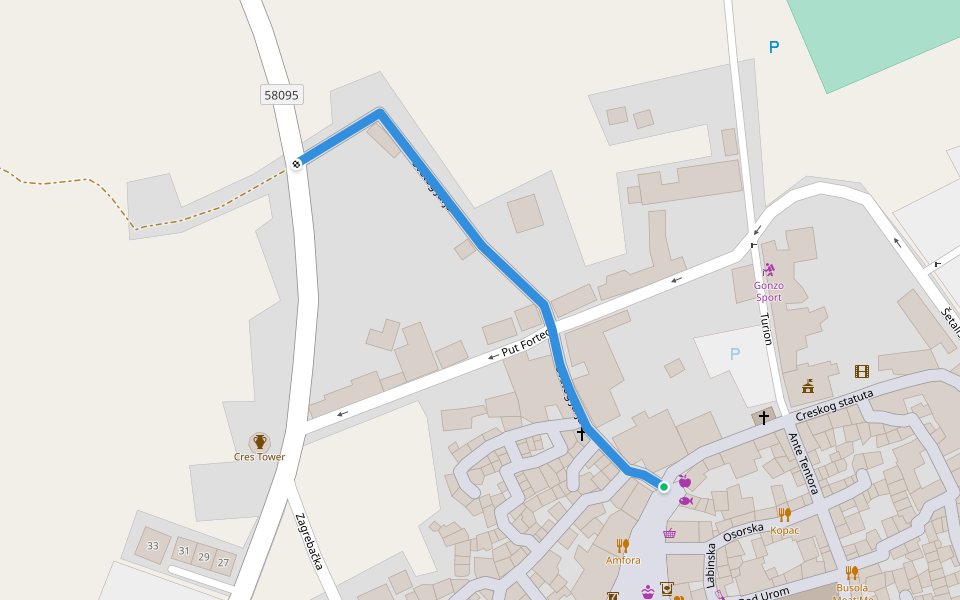 Svetog Jurja walking route map in Cres