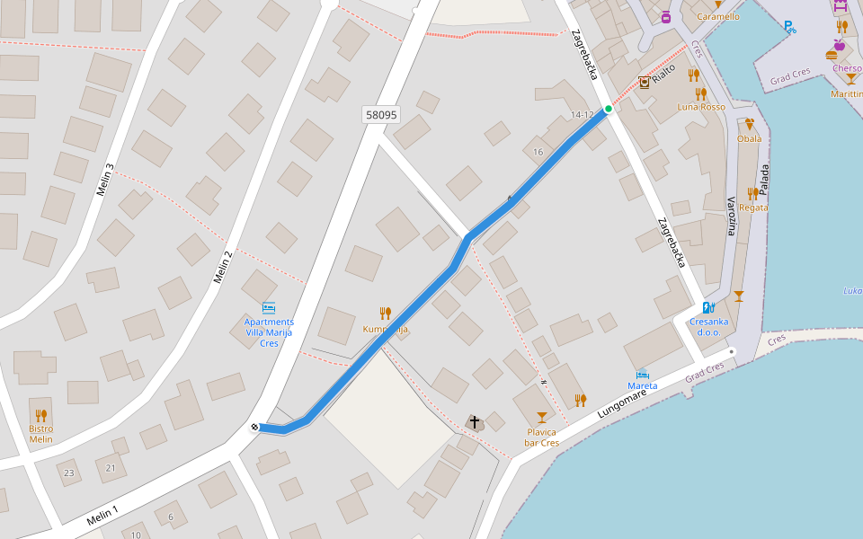 Rialto walking route map in Cres