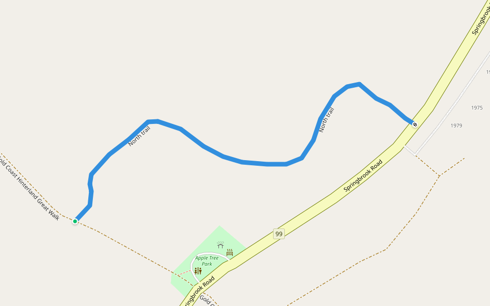 North trail walking route map in Springbrook