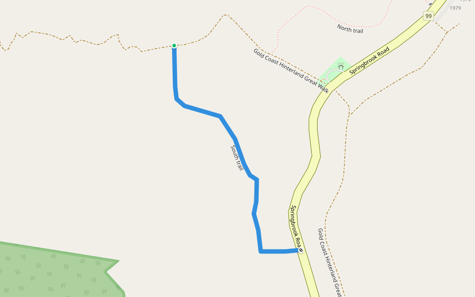 South trail walking route map in Springbrook