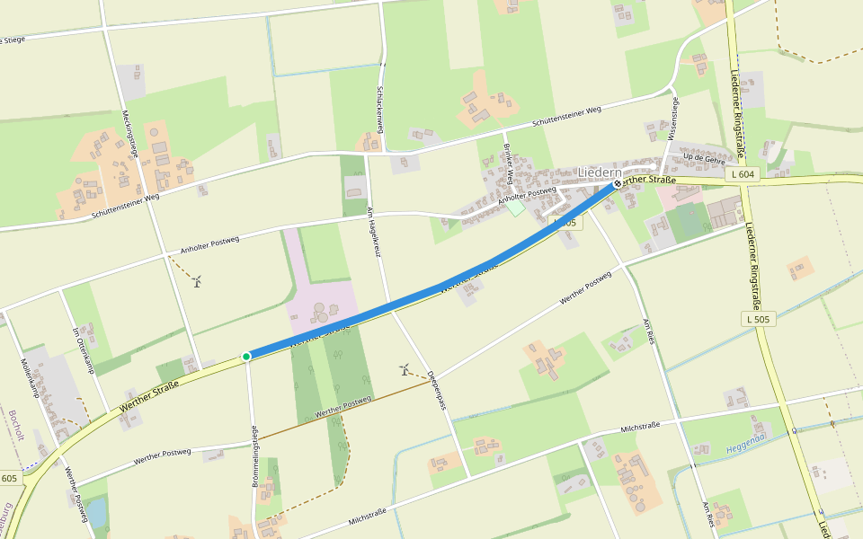 Werther Straße walking route map in Bocholt