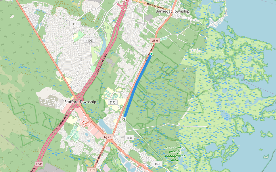 Tuckerton Railroad walking route map in Barnegat Township