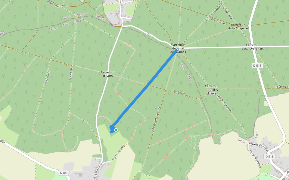 Route du Château walking route map in Ivors