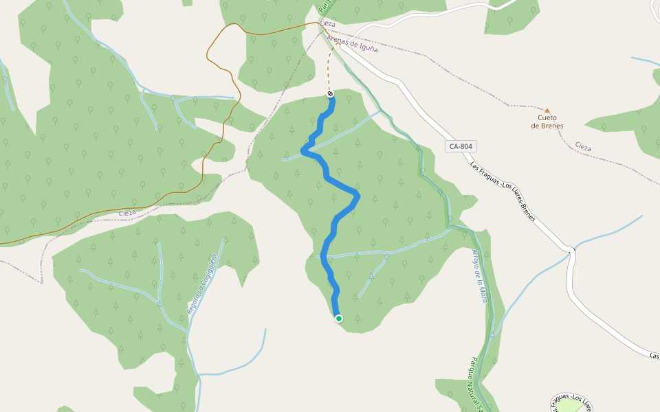 Camino de Arenas de Iguña walking route map in Arenas de Iguña