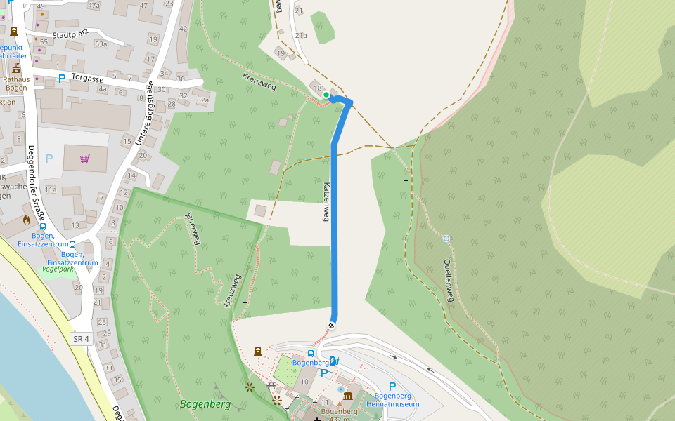Katzenweg walking route map in Bogen