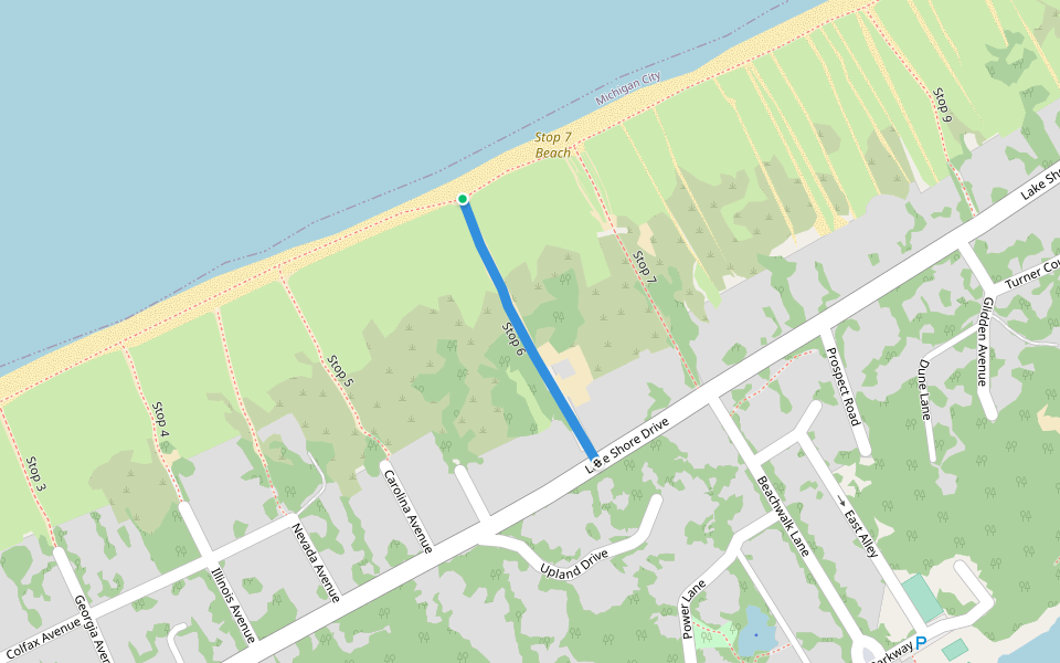 Stop 6 walking route map in Michigan City