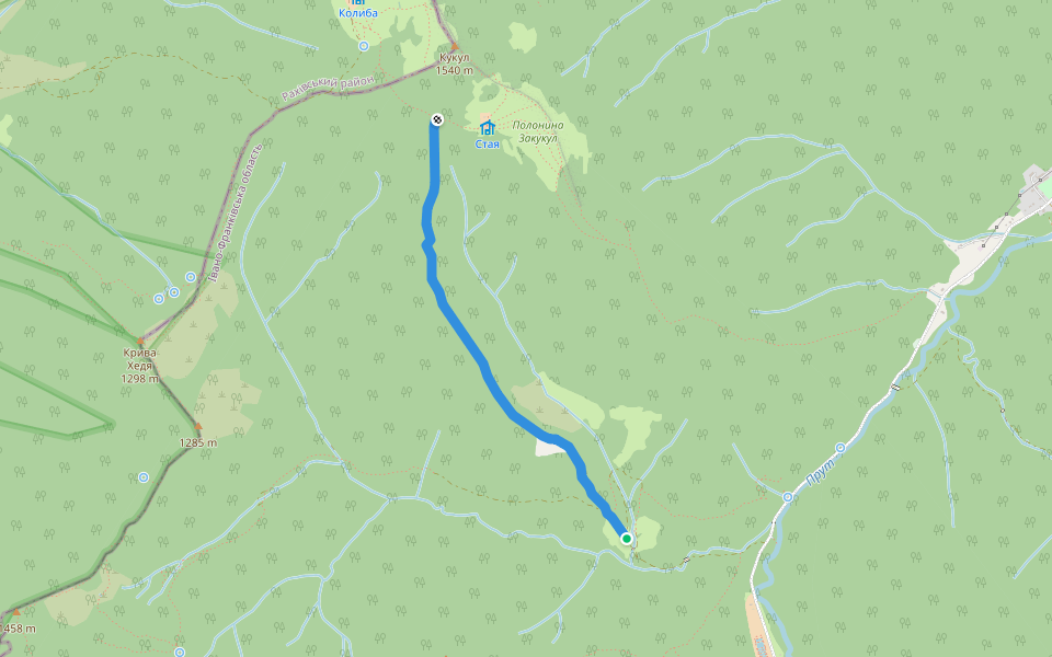 Берланів Плай walking route map in Vorokhta