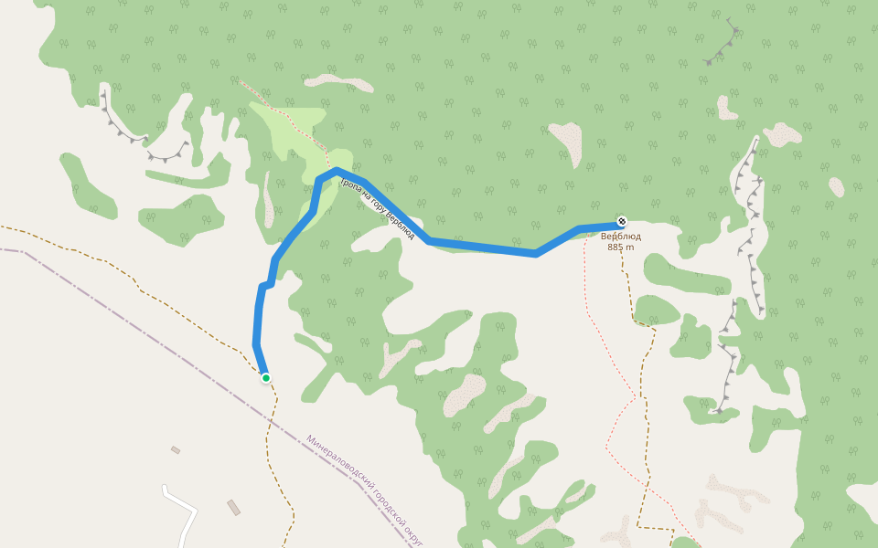 Тропа на гору Верблюд walking route map in Verbliudogorka