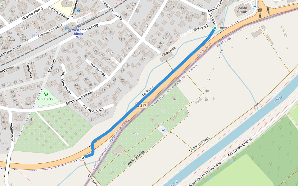 Teichrain walking route map in Weil am Rhein