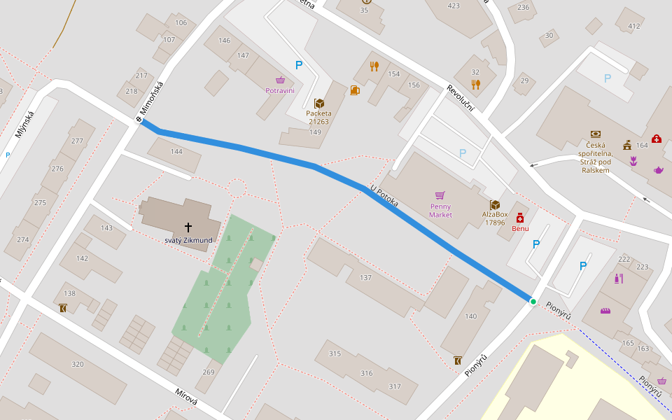 U Potoka walking route map in Stráž pod Ralskem