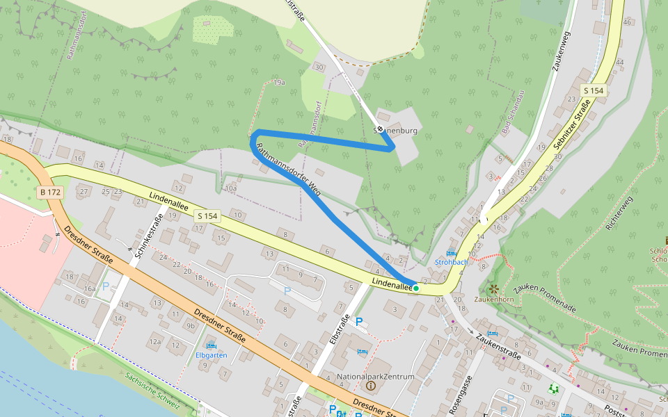 Rathmannsdorfer Weg walking route map in Bad Schandau