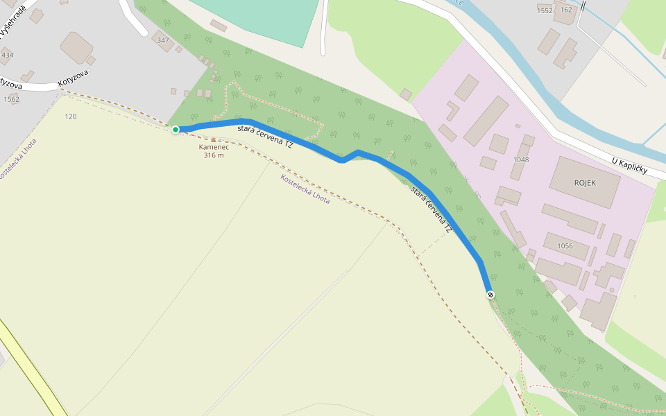 stará červená TZ walking route map in Kostelec nad Orlicí