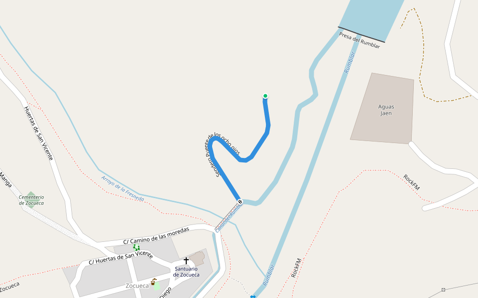 Sendero Puente de los ocho ojos walking route map in Guarromán