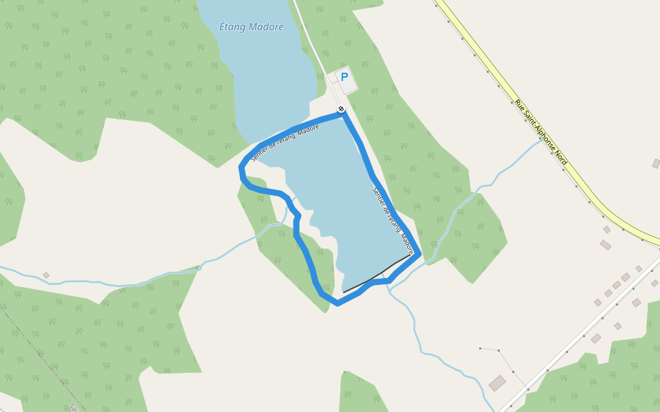 Sentier de l'étang Madore walking route map in Thetford Mines