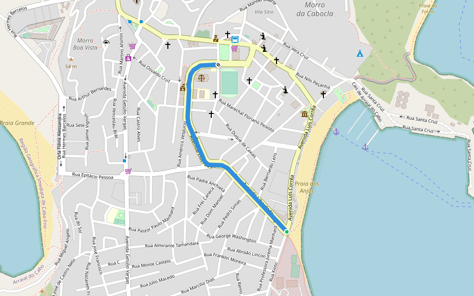 Calçada do Canal walking route map in Arraial do Cabo