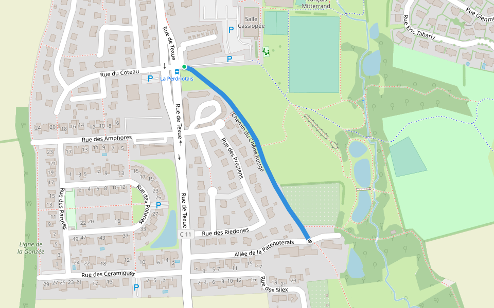 Chemin du Chêne Rouge walking route map in La Mézière