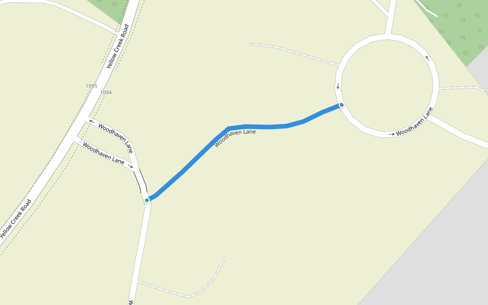 Woodhaven Lane walking route map in Ball Ground