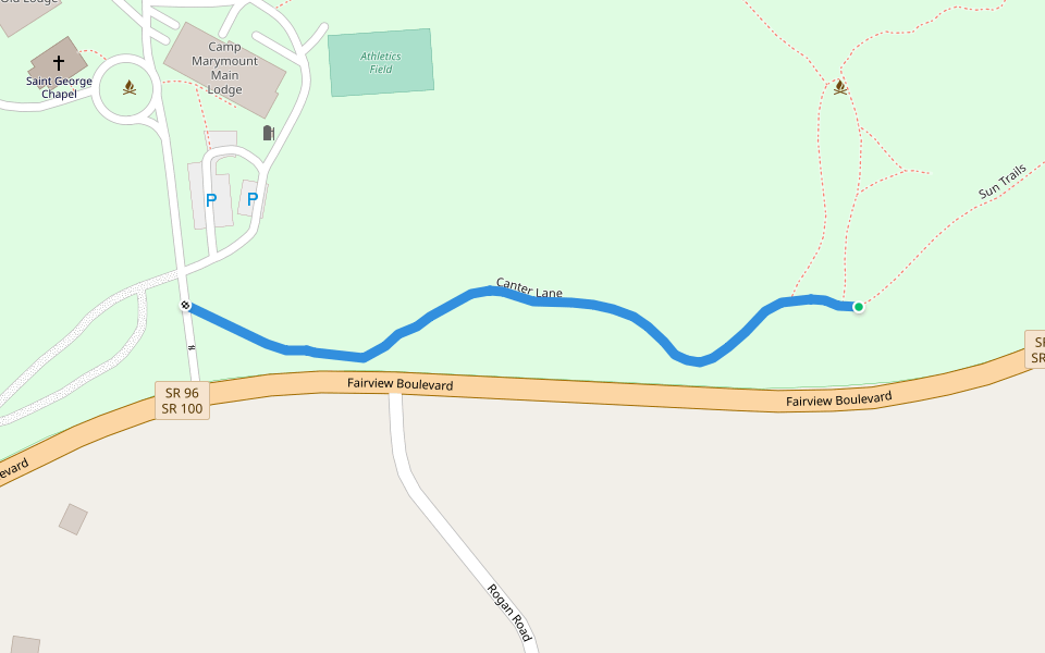 Canter Lane walking route map in Fairview