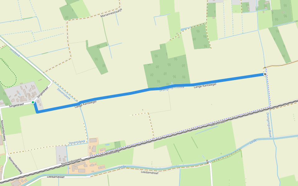 Lange Kantwegel walking route map in Lokeren