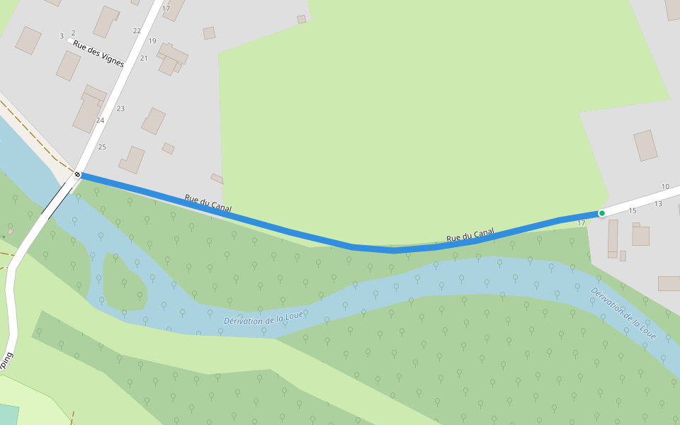 Rue du Canal walking route map in Parcey
