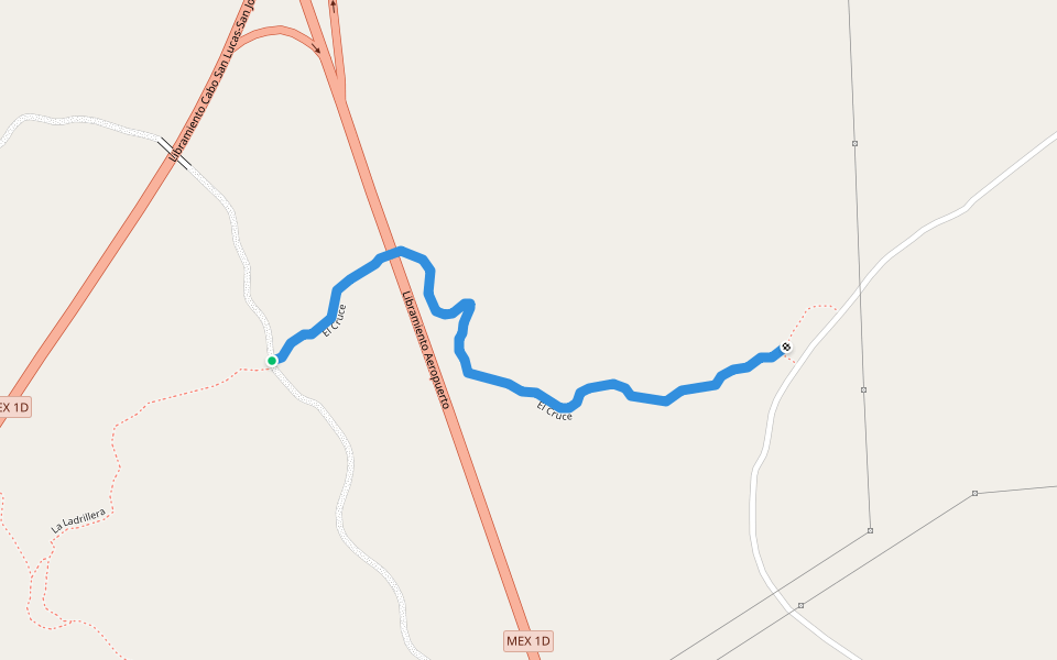 El Cruce walking route map in San José del Cabo