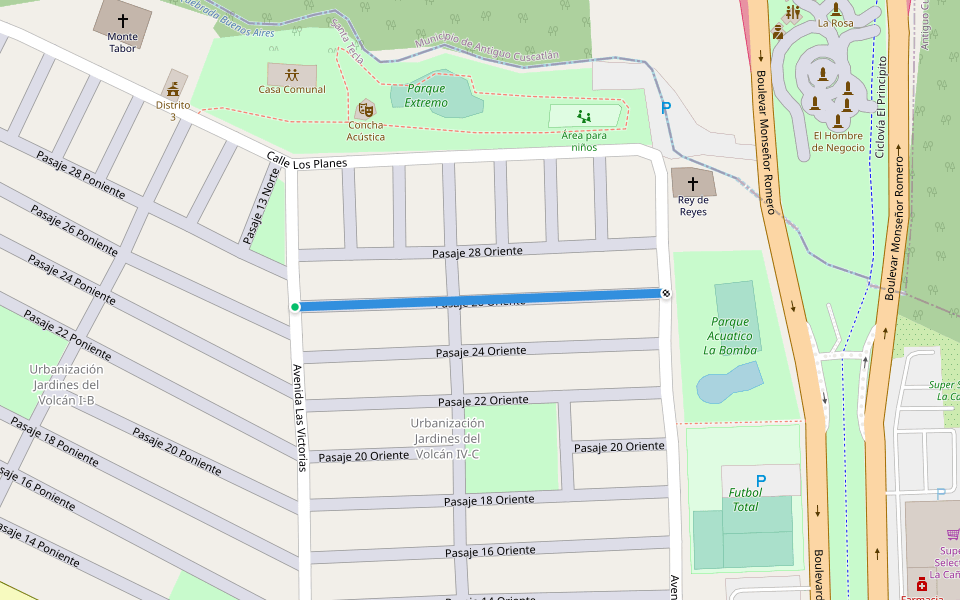 Pasaje 26 Oriente walking route map in Santa Tecla