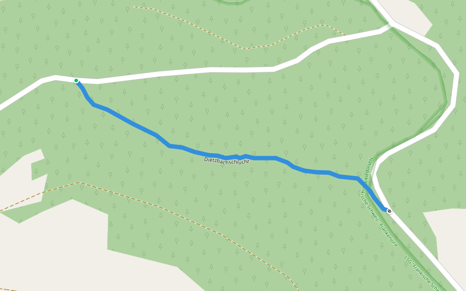 Dietzbachschlucht walking route map in Kasendorf