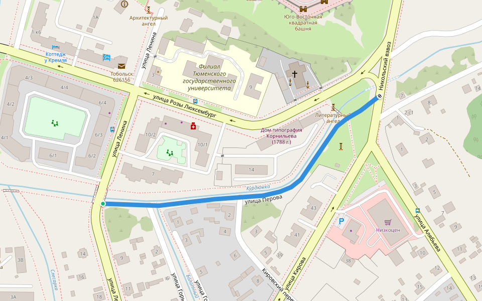 улица Перова walking route map in Tobolsk