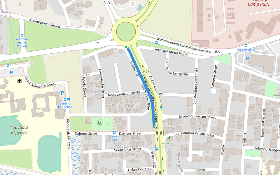 Cineplex GSZ walking route map in Larnaca