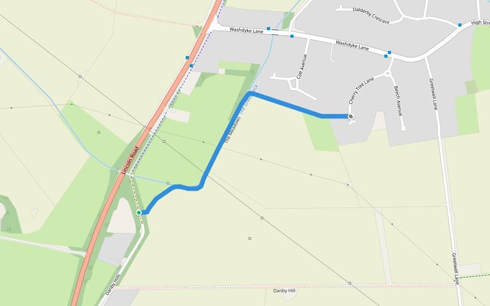 The Meadows walking route map in Nettleham