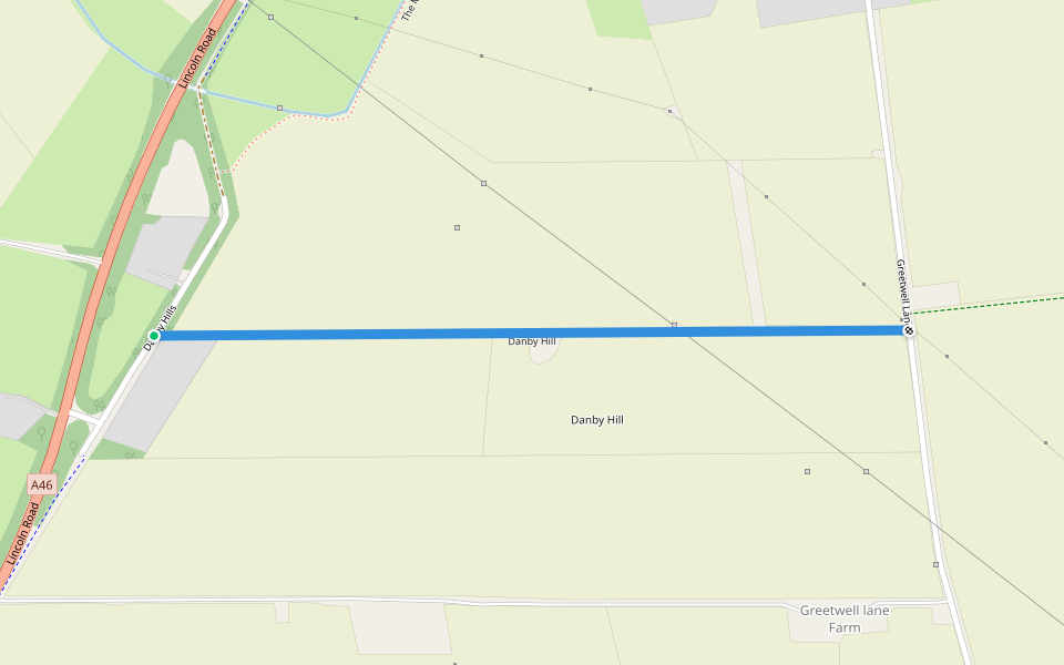 Danby Hill walking route map in Nettleham
