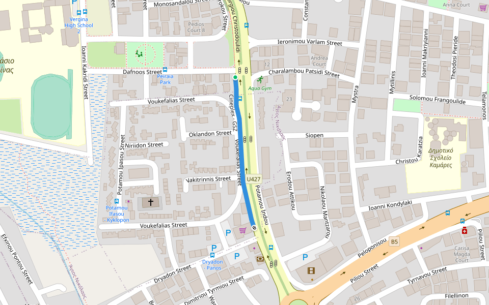Cineplex - GSZ walking route map in Larnaca