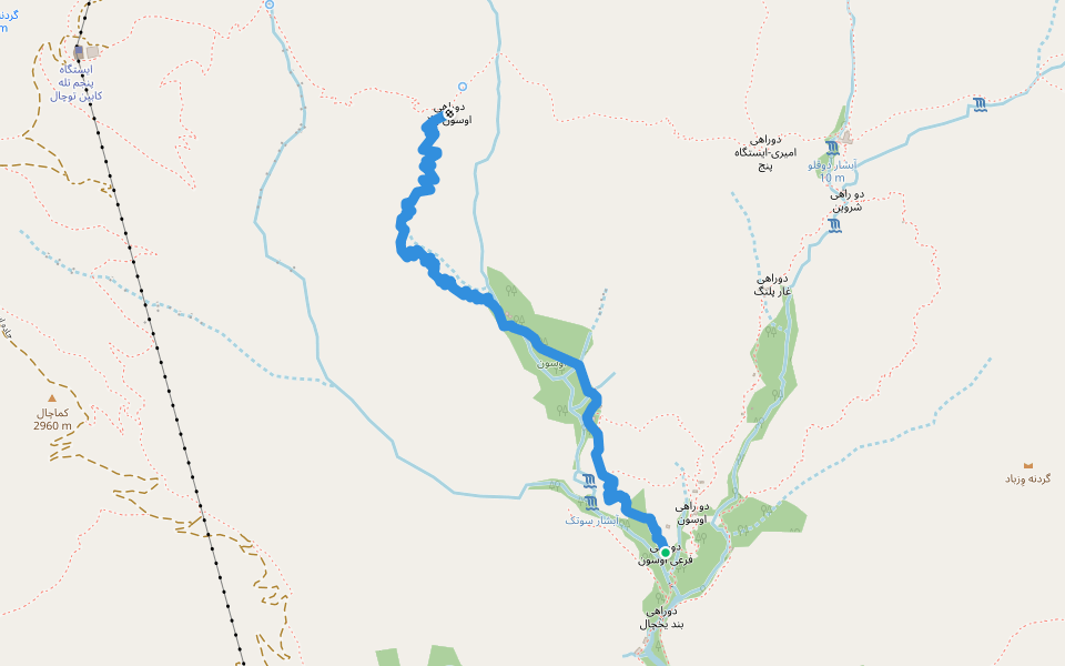 اوسون walking route map in Tochāl