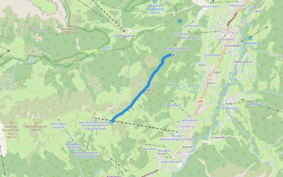 Heuberggrat walking route map in Laubazug