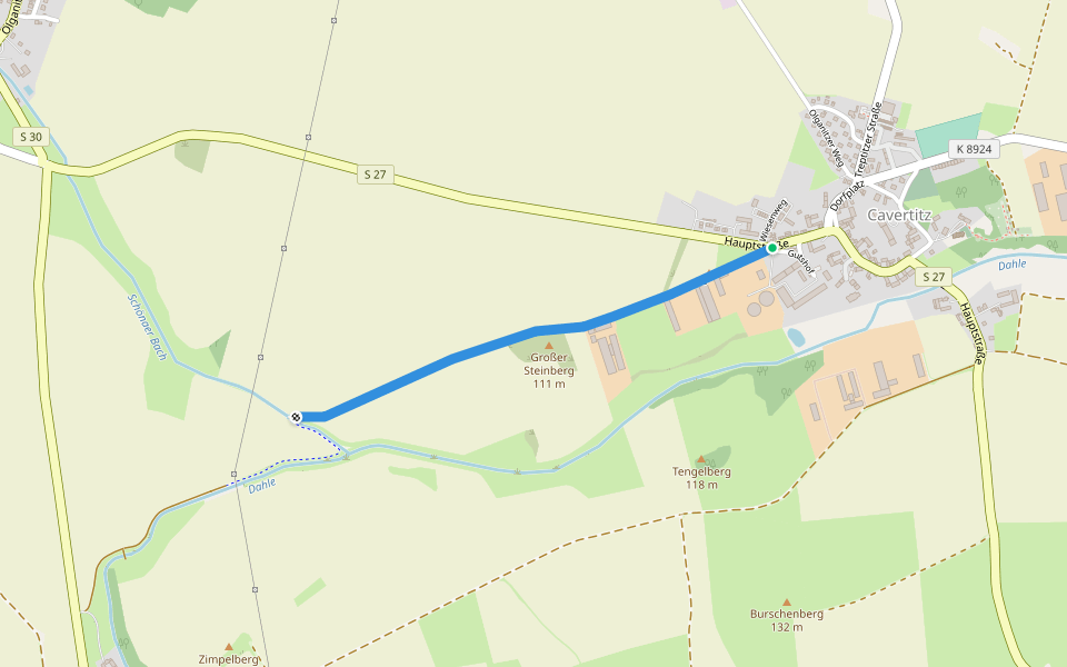 Sörnewitzer Weg walking route map in Cavertitz