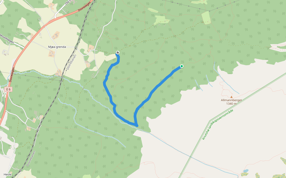 Mjøastigin walking route map in Oppdal
